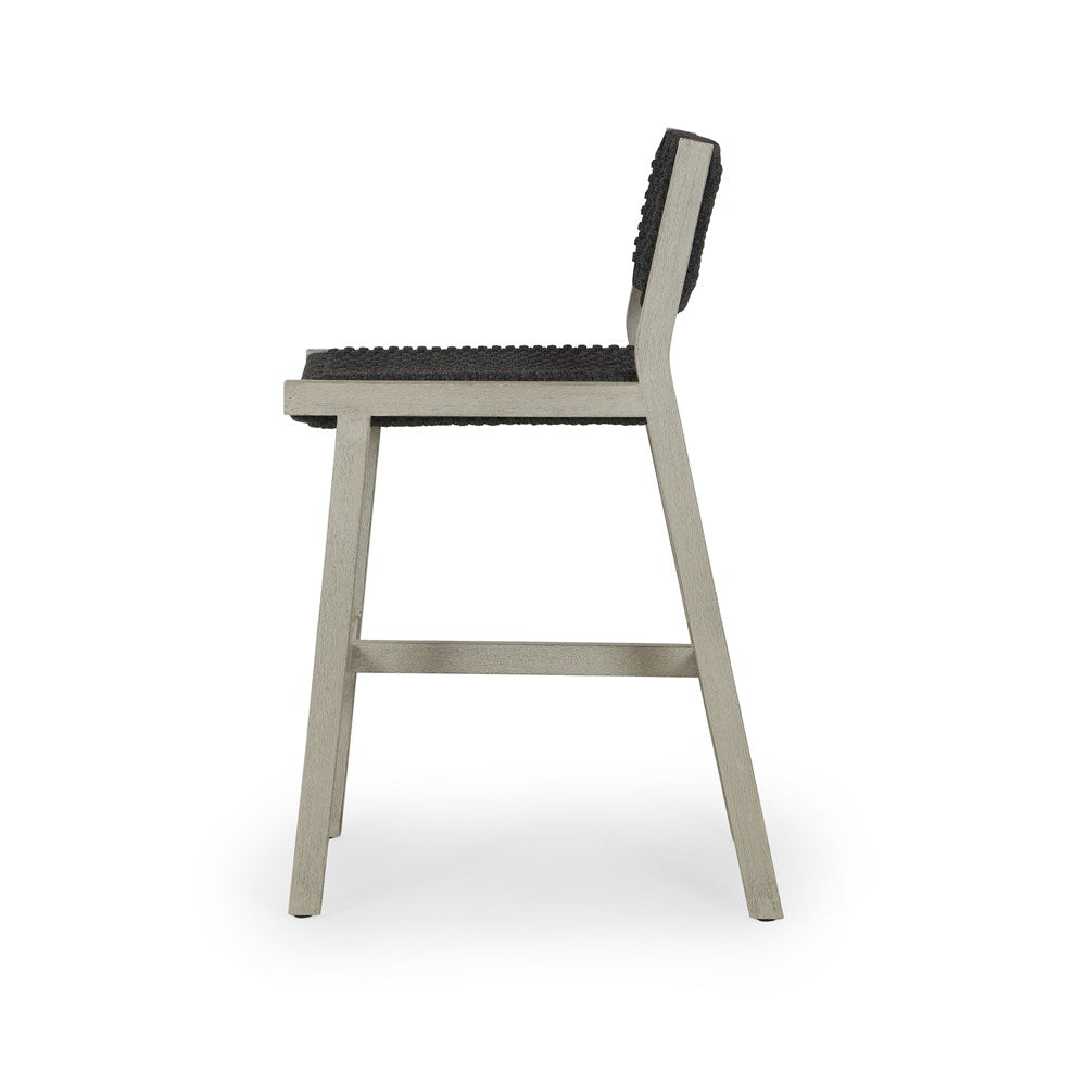 Delano Outdoor Bar + Counter Stool-Four Hands-FH-JSOL-155-Outdoor Bar stoolsCounter-Weathered Grey-Fsc / Thick Dark Grey Rope-15-France and Son