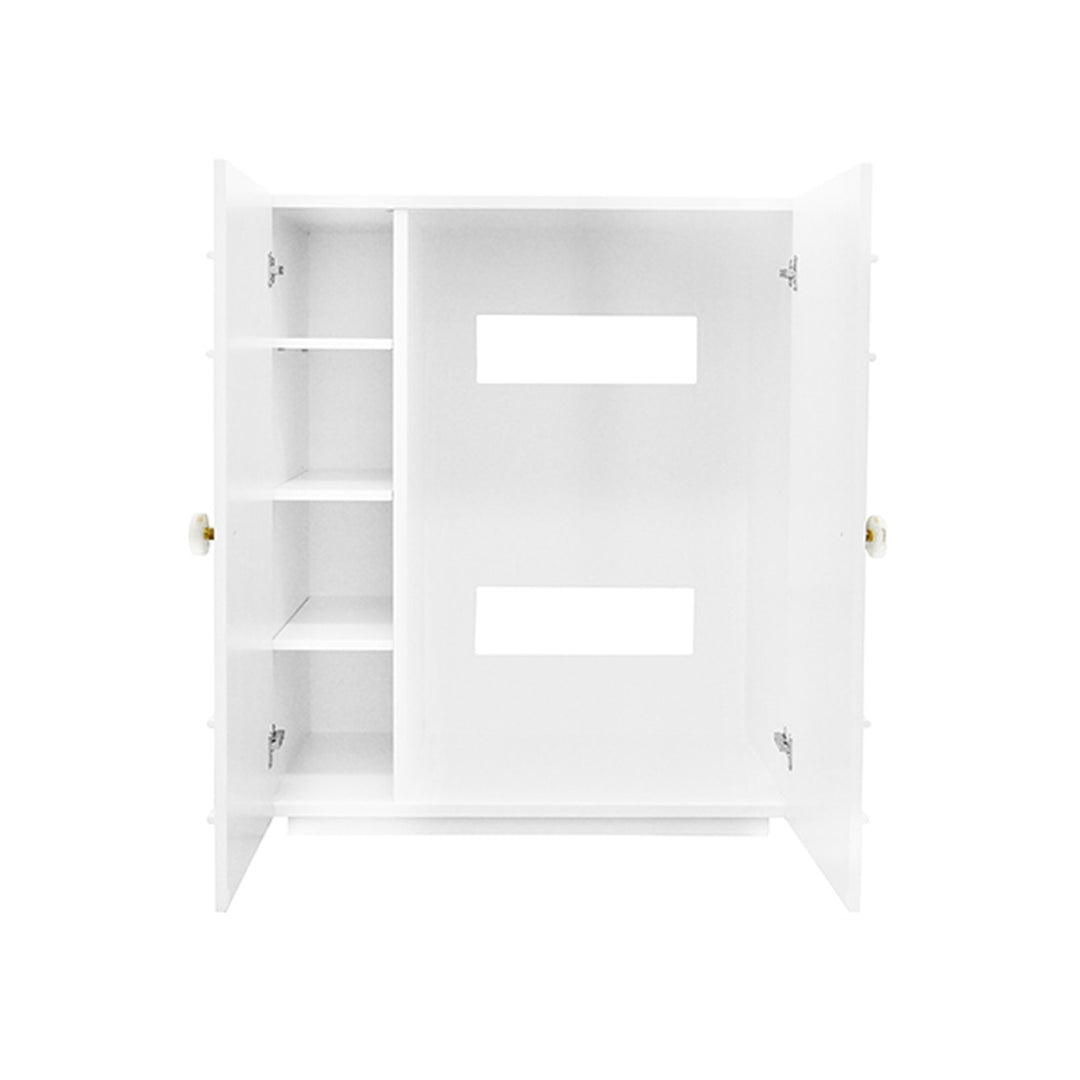 Judd Two Door Dorm Cabinet with Acrylic Knobs in White-Worlds Away-WORLD-JUDD WH-Bookcases & Cabinets-4-France and Son
