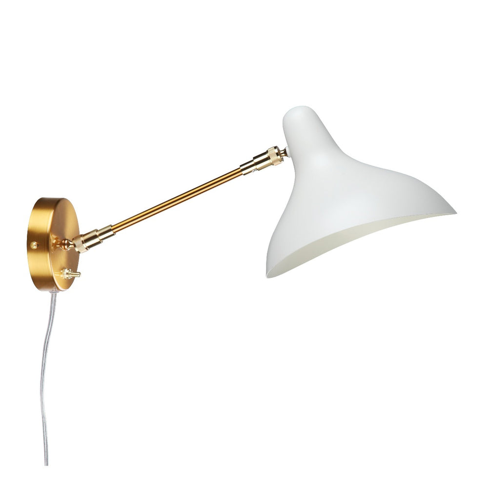 Mid Century Mantis Wall Sconce - White-France & Son-LBW051BRSWHT-Wall LightingWhite / Brass-2-France and Son