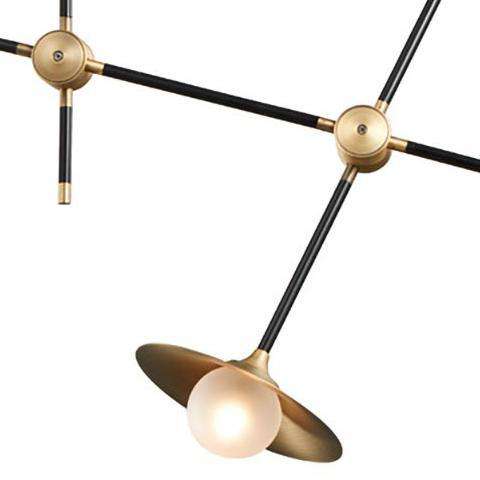 Modern Collared Baton Chandelier-France & Son-LM3593PBLKBRS-Chandeliers-2-France and Son
