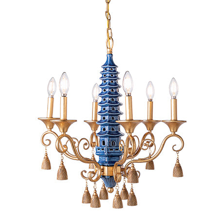 Oh, Pagoda Chandelier-Port 68-PORT-LPCS-361-03-ChandeliersBlue-3-France and Son