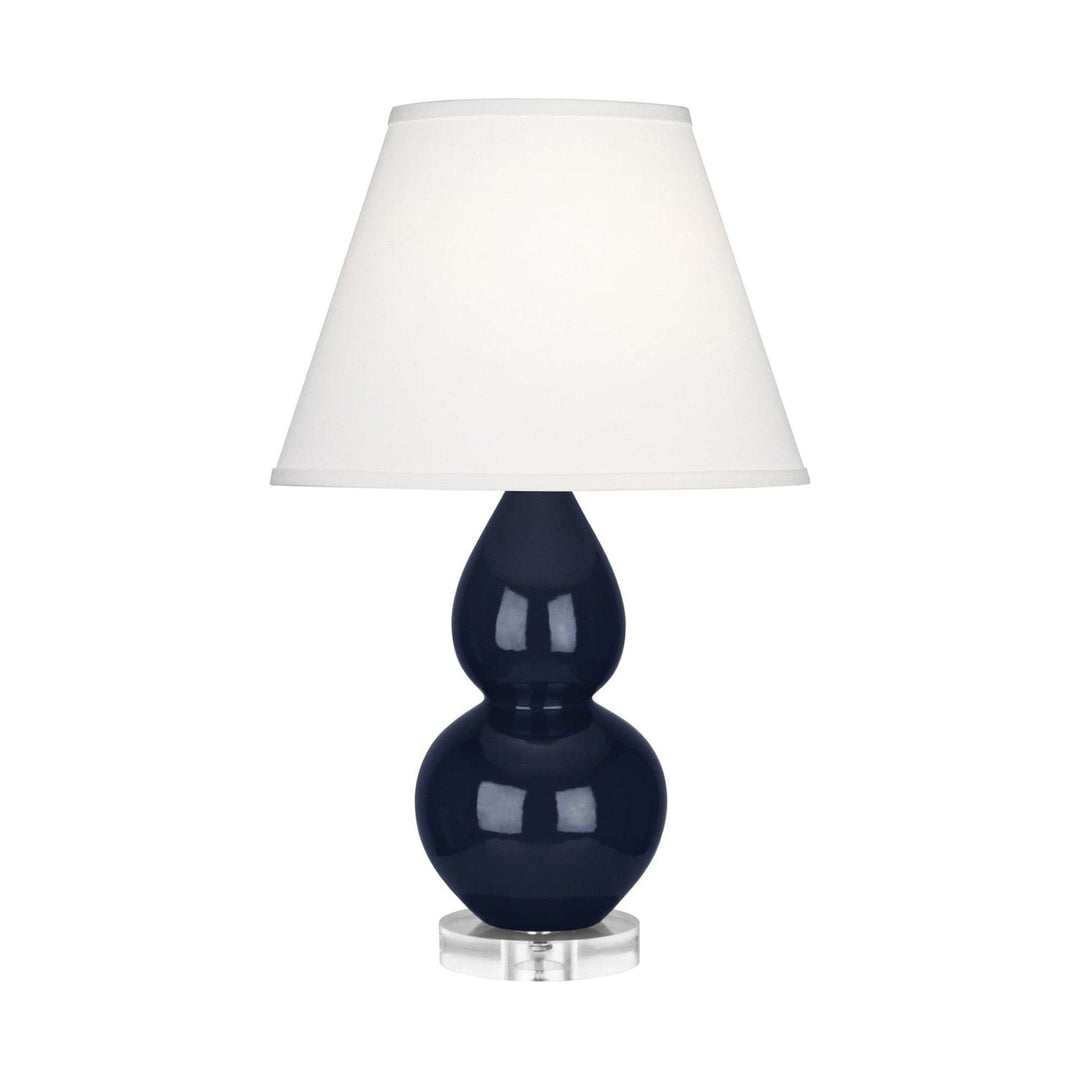 Small Double Gourd Accent Lamp with Lucite Base-Robert Abbey Fine Lighting-ABBEY-MB13X-Table LampsMidnight Blue-Pearl Dupioni Fabric Shade-41-France and Son