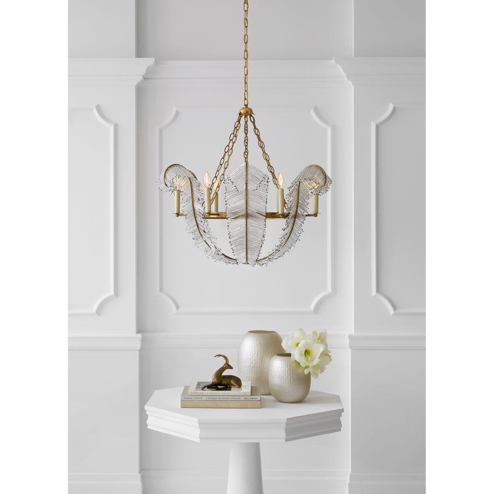 Clenton 34" Chandelier-Visual Comfort-VISUAL-NW 5051BSL-ChandeliersBurnished Silver Leaf-2-France and Son
