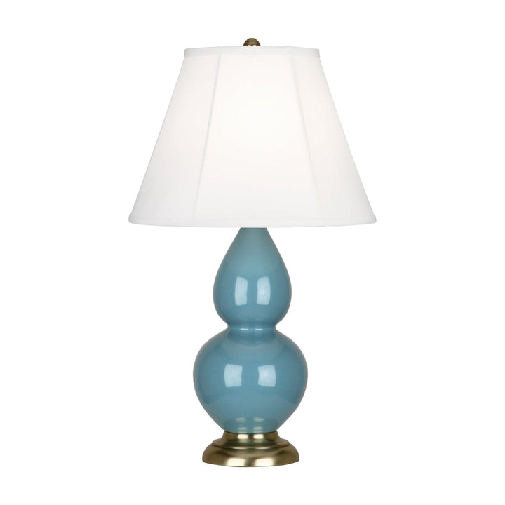 Small Double Gourd Accent Lamp with Lucite Base-Robert Abbey Fine Lighting-ABBEY-OB10-Table LampsSteel Blue-Ivory Silk Stretched Fabric Shade / Antique Brass Finished Accents-54-France and Son