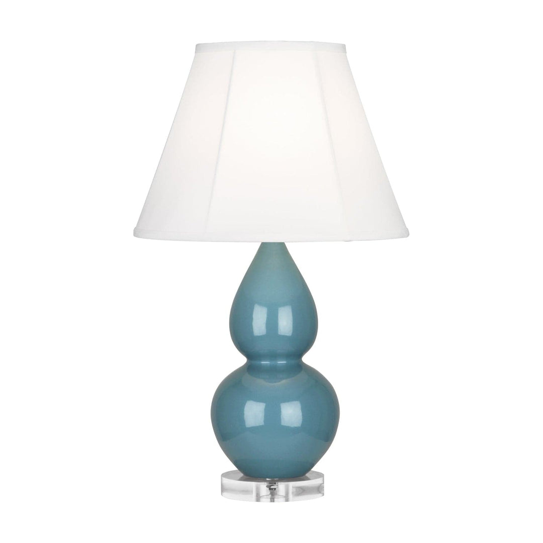 Small Double Gourd Accent Lamp with Lucite Base-Robert Abbey Fine Lighting-ABBEY-OB13-Table LampsSteel Blue-Ivory Stretched Fabric Shade-45-France and Son
