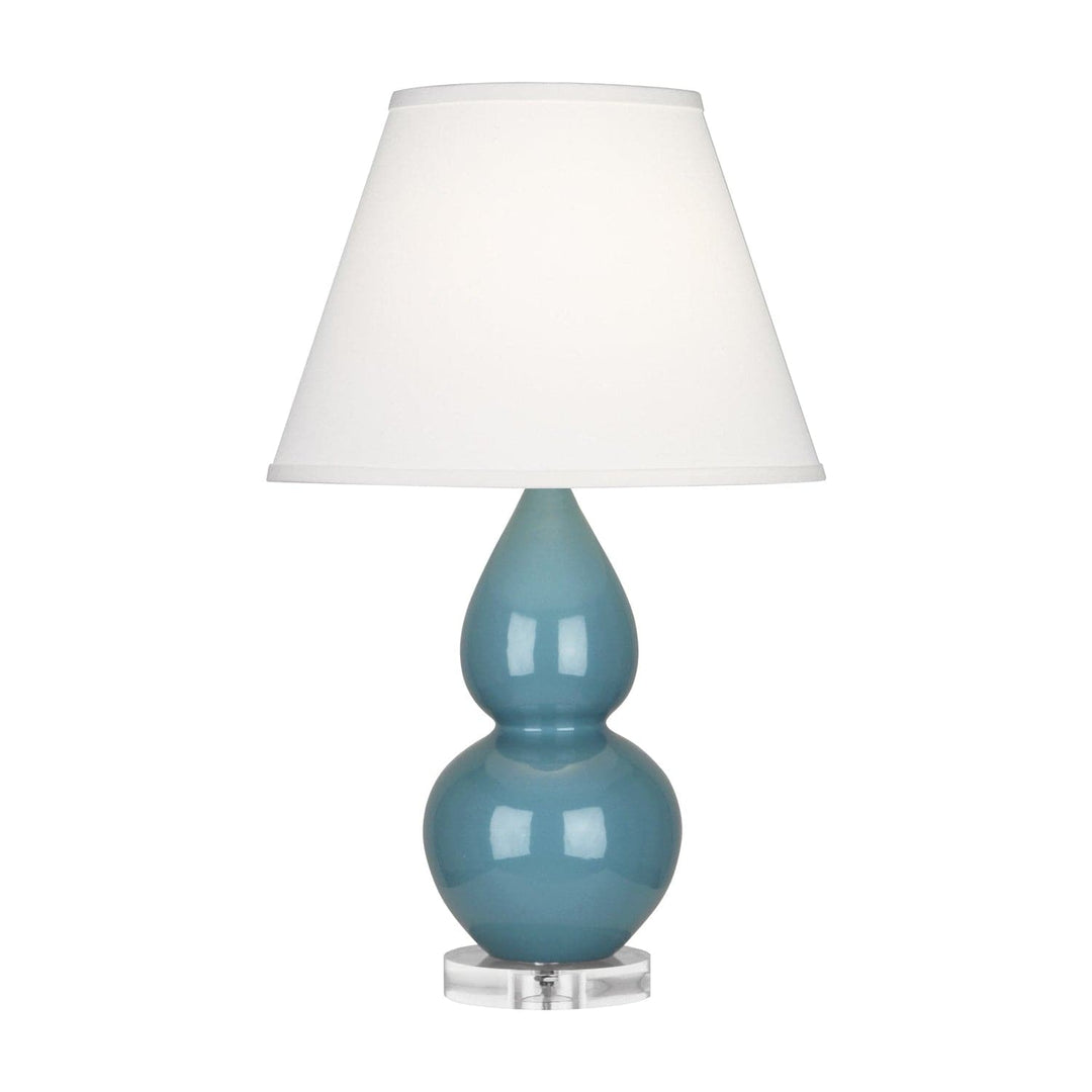 Small Double Gourd Accent Lamp with Lucite Base-Robert Abbey Fine Lighting-ABBEY-OB13X-Table LampsSteel Blue-Pearl Dupioni Fabric Shade-46-France and Son