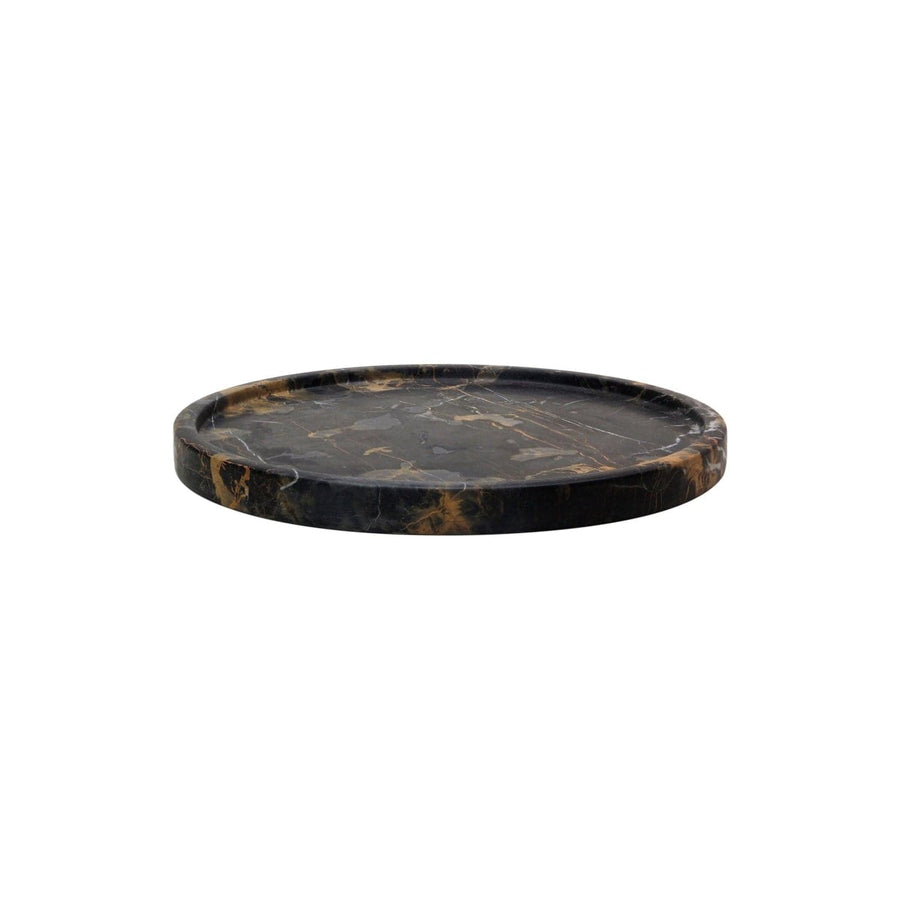 Athena Collection Round Tray 12″-Marble Crafter-MC-PC08-BG-TraysBlack & Gold-1-France and Son