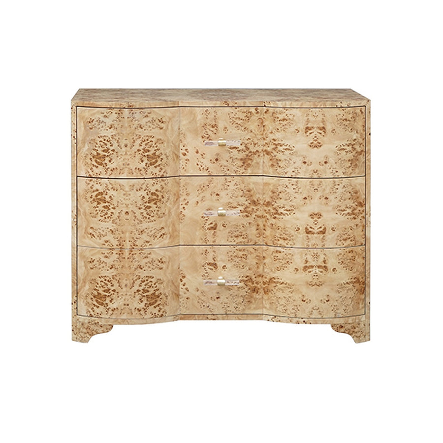 Plymouth 3 Drawer Chest-Worlds Away-WORLD-PLYMOUTH BW-DressersBurl Wood with Acrylic Hardware-1-France and Son