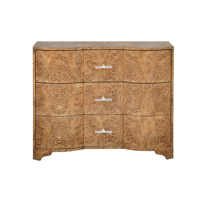 Plymouth 3 Drawer Chest-Worlds Away-WORLD-PLYMOUTH BW-DressersBurl Wood with Acrylic Hardware-8-France and Son