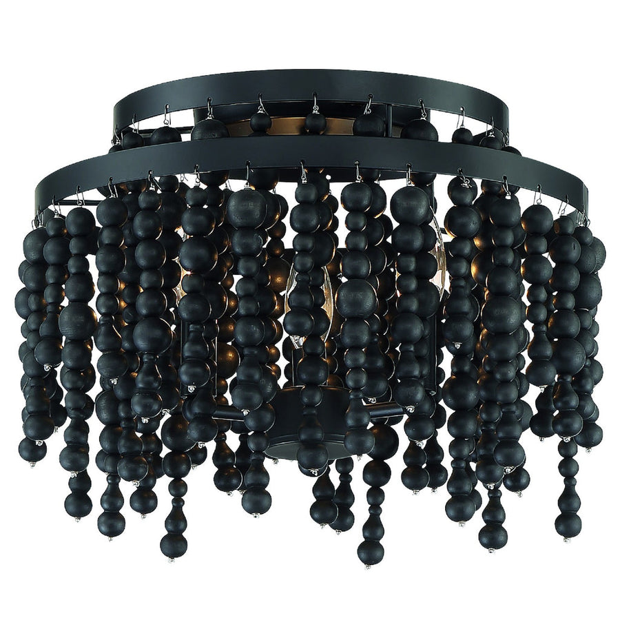 Poppy 3 Light Ceiling Mount-Crystorama Lighting Company-CRYSTO-POP-A5073-MK-Flush MountsBlack Wood Beads-2-France and Son