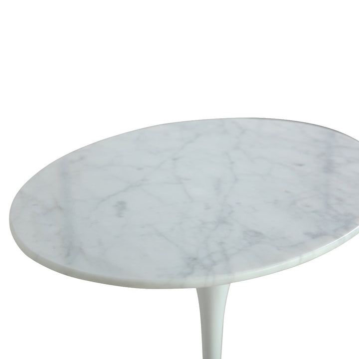Carrara Marble Tulip Side Table - Oval-France & Son-RT335V2215WHT-Side Tables-4-France and Son