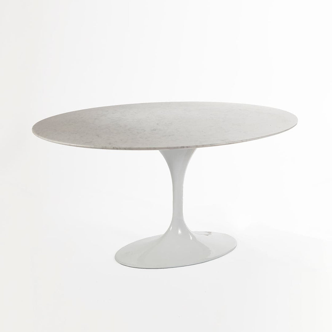 Carrara Marble Pedestal Tulip Dining Table - Oval-France & Son-RT335V6042WHT-Dining Tables60" x 42"-8-France and Son