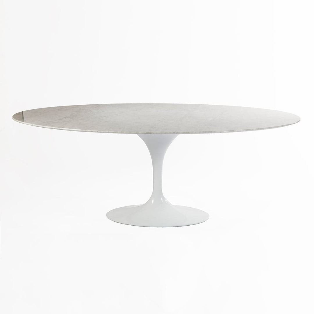 Carrara Marble Pedestal Tulip Dining Table - Oval-France & Son-RT335V6042WHT-Dining Tables60" x 42"-1-France and Son