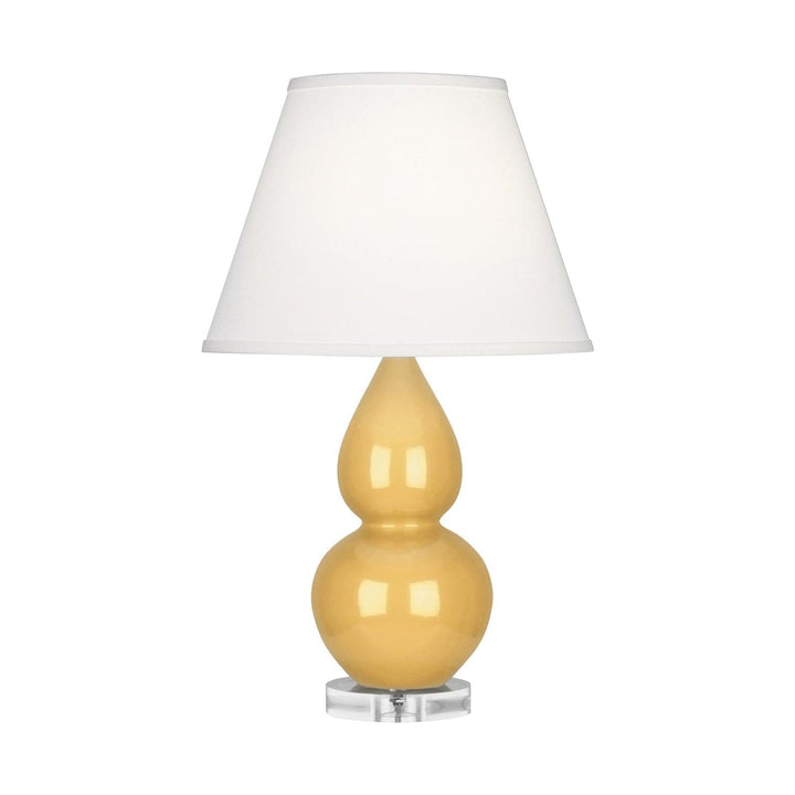 Small Double Gourd Accent Lamp with Lucite Base-Robert Abbey Fine Lighting-ABBEY-SU13X-Table LampsSunset Yellow-Pearl Dupioni Fabric Shade-50-France and Son