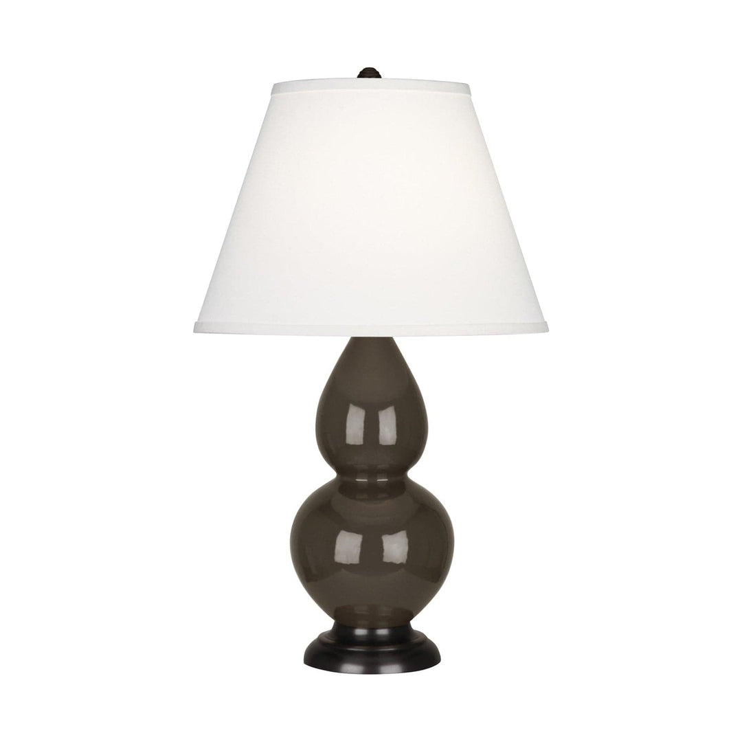 Small Double Gourd Accent Lamp with Lucite Base-Robert Abbey Fine Lighting-ABBEY-TE11X-Table LampsBrown Tea-Pearl Dupioni Fabric Shade / Deep Patina Bronze Finished Accents-55-France and Son