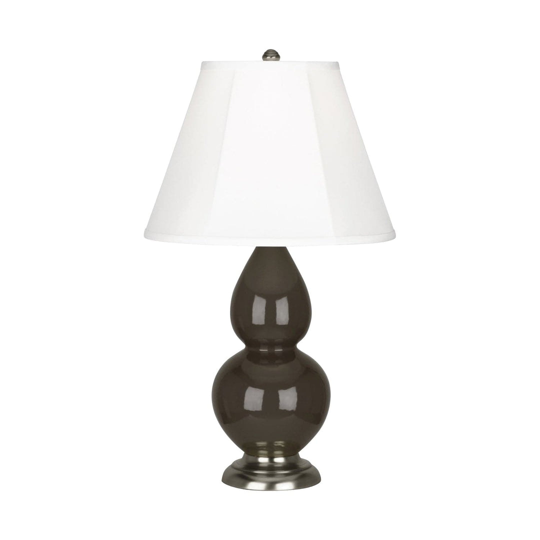 Small Double Gourd Accent Lamp with Lucite Base-Robert Abbey Fine Lighting-ABBEY-TE12-Table LampsBrown Tea-Ivory Stretched Fabric Shade / Antique Silver Finished Accents-56-France and Son