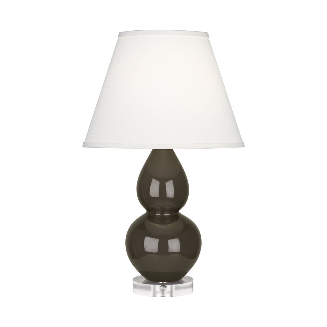 Small Double Gourd Accent Lamp with Lucite Base-Robert Abbey Fine Lighting-ABBEY-TE13X-Table LampsBrown Tea-Pearl Dupioni Fabric Shade-52-France and Son