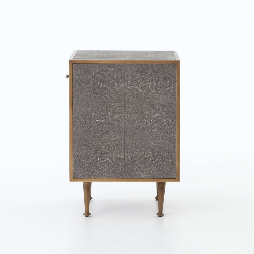 Shagreen Bedside Table-Four Hands-FH-107635-004-NightstandsGrey-Antique Brass-4-France and Son
