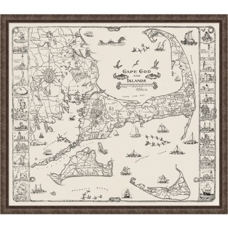 Cape Cod and Islands Map-Wendover-WEND-WCL3119-Wall Art-1-France and Son