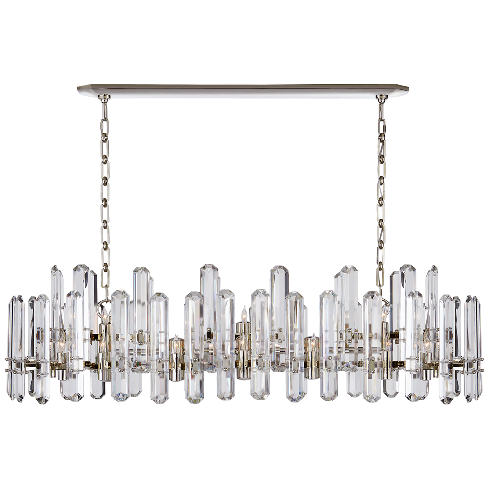 Byron Large Linear Chandelier-Visual Comfort-VISUAL-ARN 5127PN-CG-ChandeliersPolished Nickel-2-France and Son