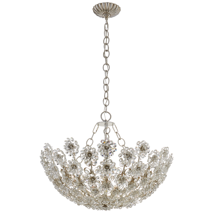Clicro Short Chandelier-Visual Comfort-VISUAL-ARN 5220BSL-CG-ChandeliersBurnished Silver Leaf-1-France and Son