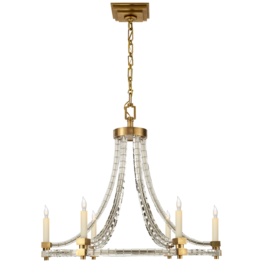 Cruise Cube Round Flatline Chandelier-Visual Comfort-VISUAL-CHC 1535AB-ChandeliersAntique-Burnished Brass-1-France and Son