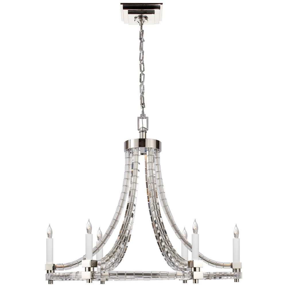 Cruise Cube Round Flatline Chandelier-Visual Comfort-VISUAL-CHC 1535PN-ChandeliersPolished Nickel-2-France and Son