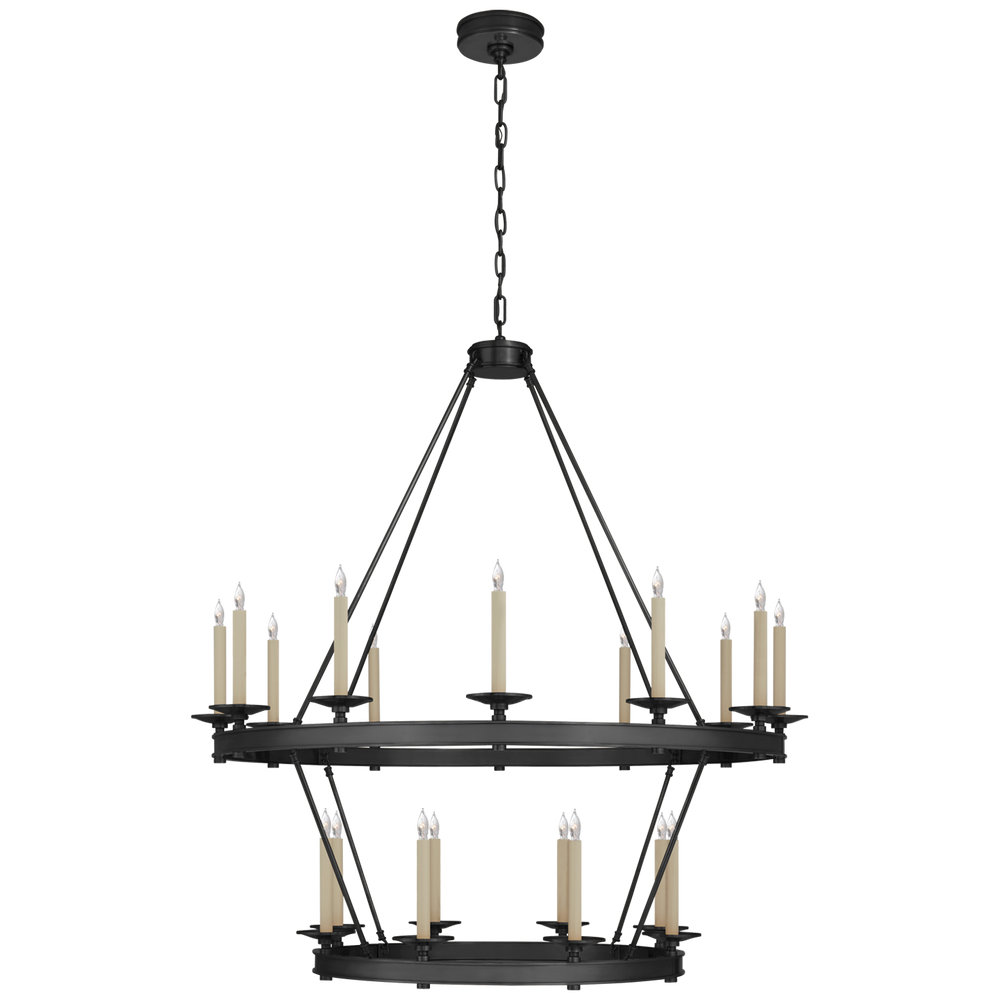 Loretta Two Tiered Chandelier-Visual Comfort-VISUAL-CHC 1607BZ-ChandeliersLarge-Bronze-2-France and Son