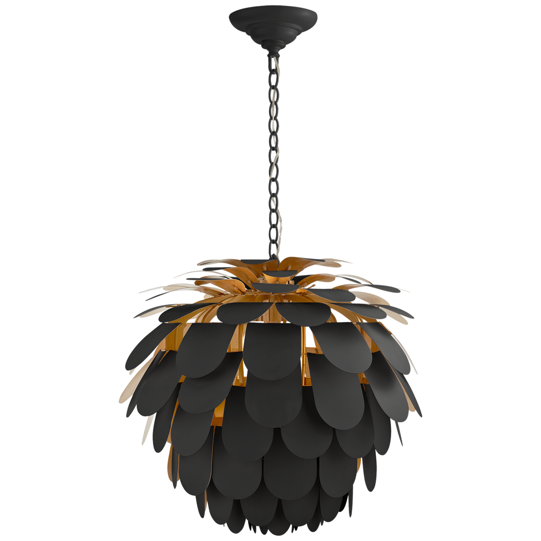 Cataleya Chandelier-Visual Comfort-VISUAL-CHC 5157MBK/G-ChandeliersLarge-Matte Black and Gild-11-France and Son