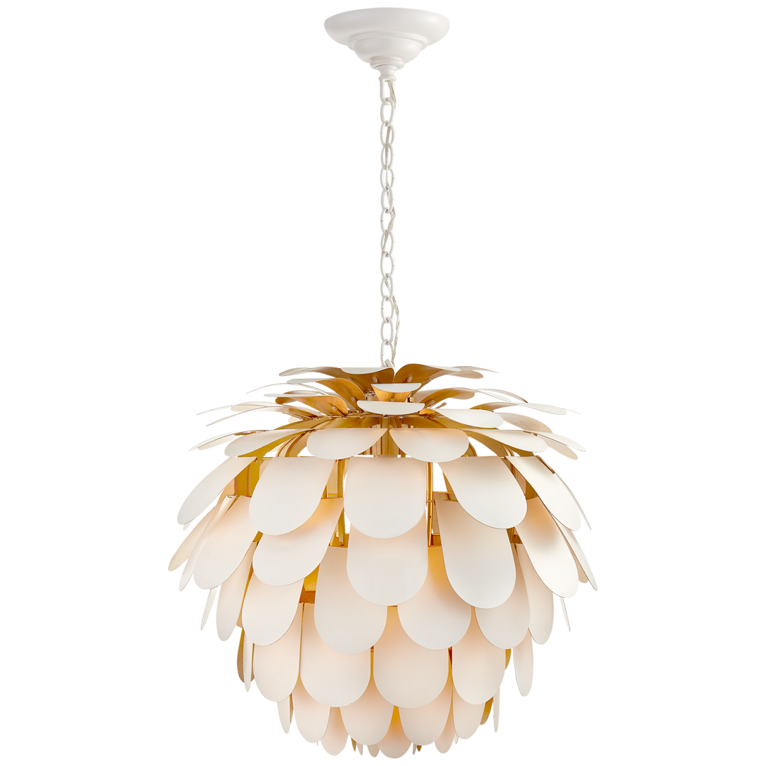 Cataleya Chandelier-Visual Comfort-VISUAL-CHC 5157WHT/G-ChandeliersLarge-White and Gild-12-France and Son