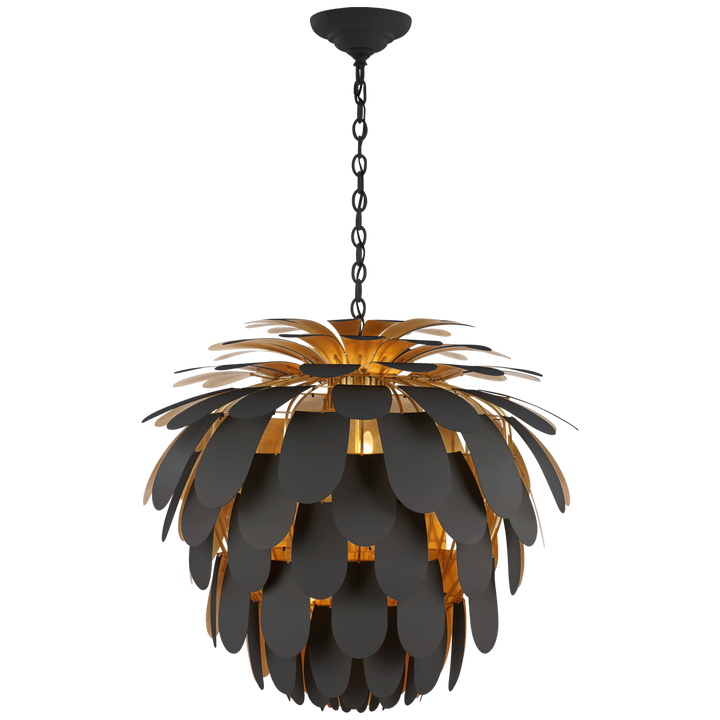 Cataleya Chandelier-Visual Comfort-VISUAL-CHC 5158MBK/G-ChandeliersGrande-Matte Black and Gild-15-France and Son