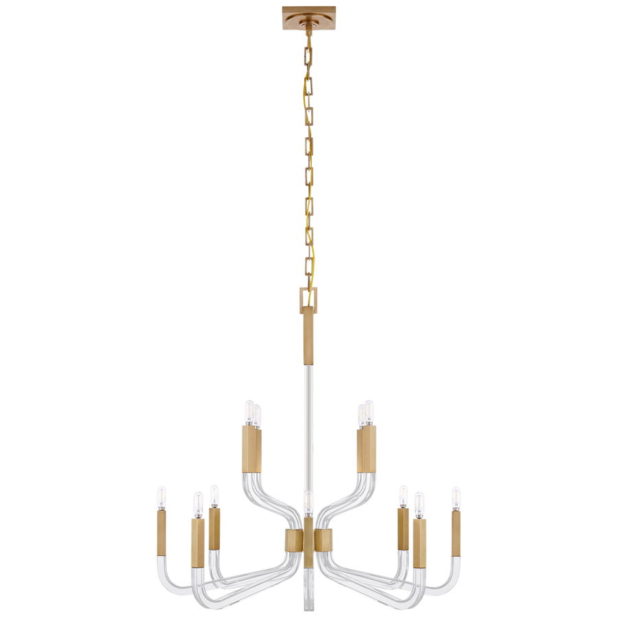 Raiden Two Tier Chandelier-Visual Comfort-VISUAL-CHC 5903AB/CG-ChandeliersMedium-Antique-Burnished Brass and Crystal-None-1-France and Son