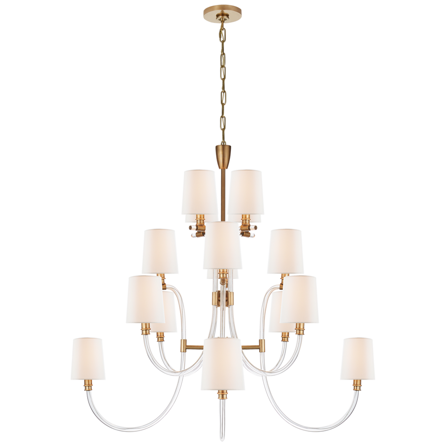 Classy Large Chandelier-Visual Comfort-VISUAL-JN 5030CG/AB-L-ChandeliersClear Acrylic with Antique Brass-1-France and Son