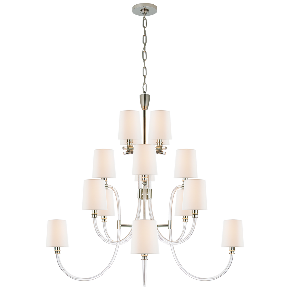 Classy Large Chandelier-Visual Comfort-VISUAL-JN 5030CG/PN-L-ChandeliersClear Acrylic with Polished Nickel-2-France and Son