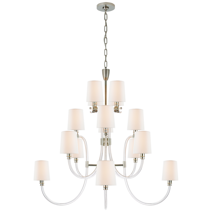 Classy Large Chandelier-Visual Comfort-VISUAL-JN 5030CG/PN-L-ChandeliersClear Acrylic with Polished Nickel-2-France and Son