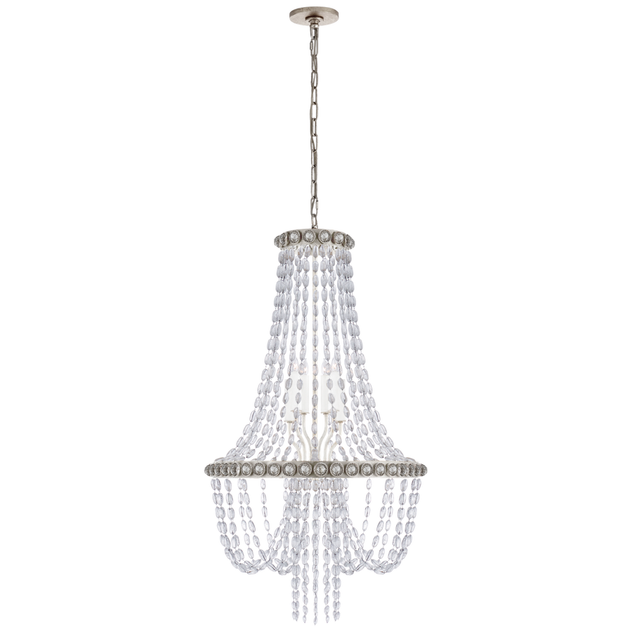 Napolly Medium Basket Chandelier-Visual Comfort-VISUAL-JN 5120BSL-CG-ChandeliersBurnished Silver Leaf-1-France and Son