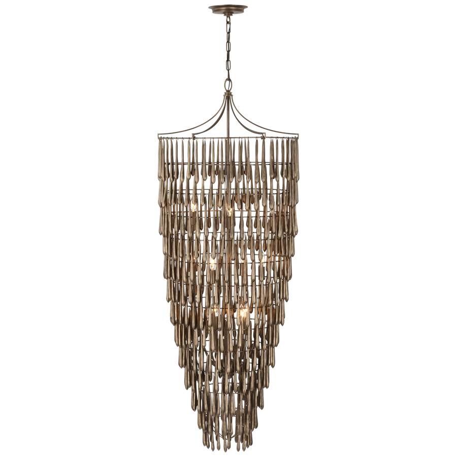 Vacan Tall Cascading Chandelier-Visual Comfort-VISUAL-JN 5135ABL-ChandeliersAntique Bronze Leaf-1-France and Son