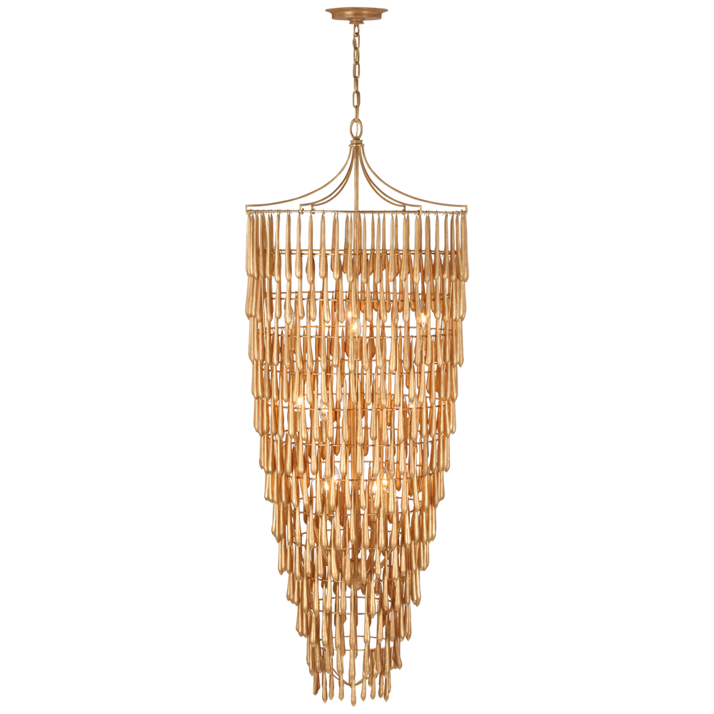 Vacan Tall Cascading Chandelier-Visual Comfort-VISUAL-JN 5135AGL-ChandeliersAntique Gold Leaf-2-France and Son