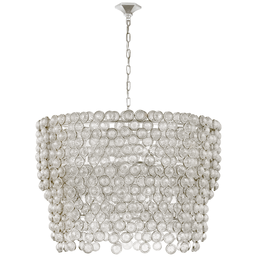 Miran Waterfall Chandelier-Visual Comfort-VISUAL-JN 5232BSL/CG-ChandeliersLarge-Burnished Silver Leaf and Crystal-1-France and Son