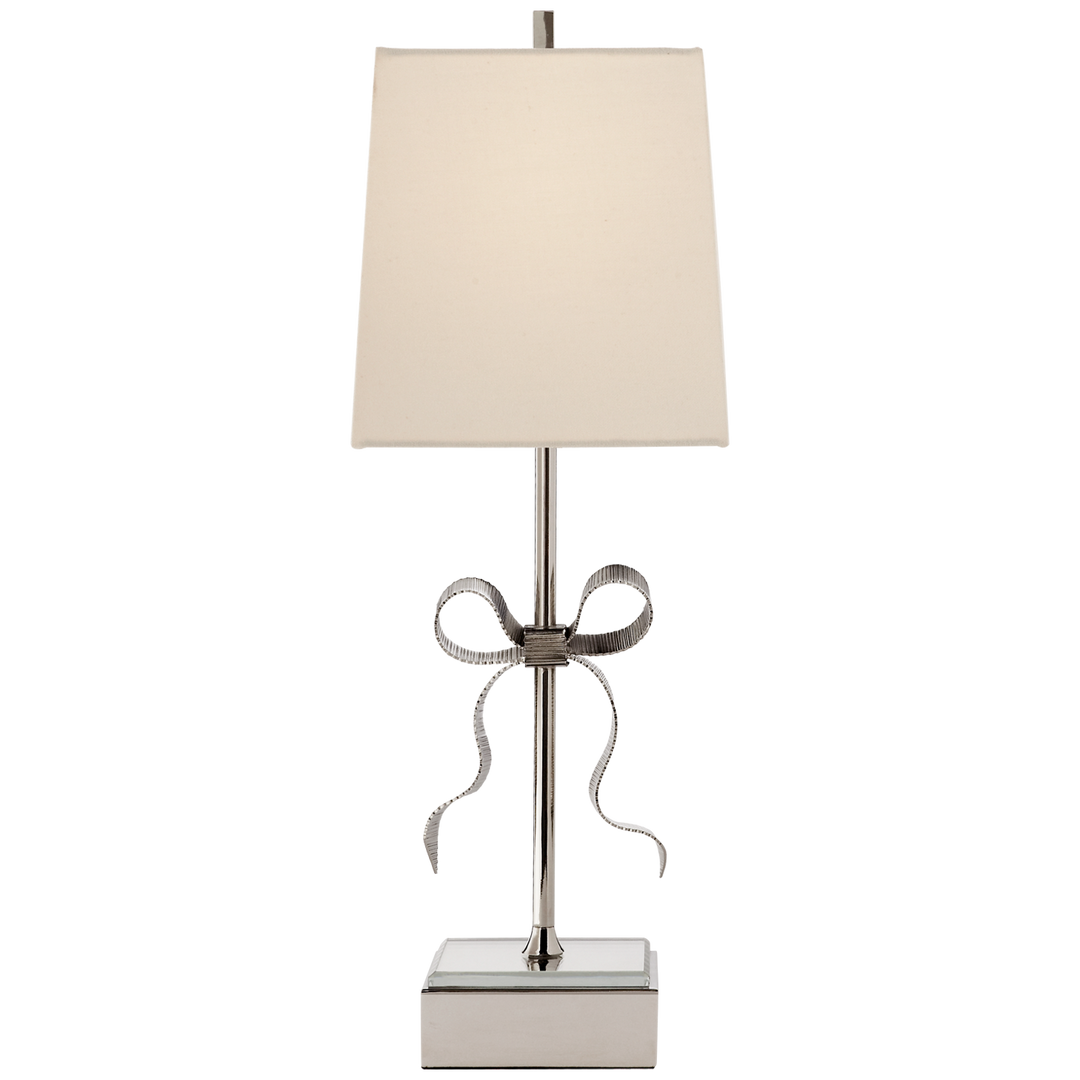 Emmy Gros-Grain Bow Table Lamp-Visual Comfort-VISUAL-KS 3111PN-L-Table LampsPolished Nickel-1-France and Son