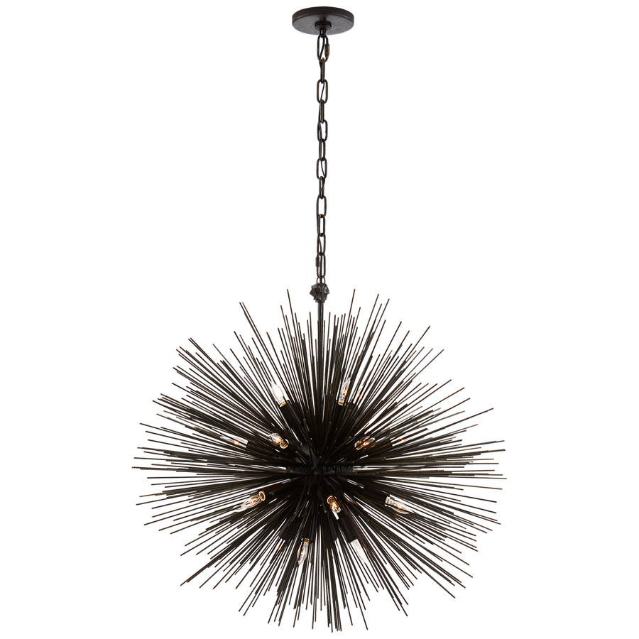 Silvester Round Chandelier-Visual Comfort-VISUAL-KW 5071AI-ChandeliersMedium-Aged Iron-1-France and Son