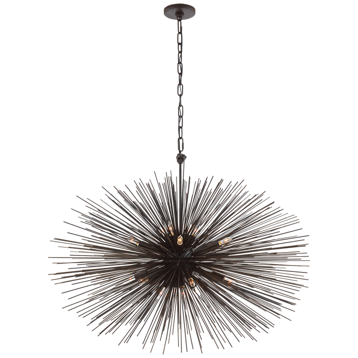 Silvester Oval Chandelier-Visual Comfort-VISUAL-KW 5074AI-ChandeliersMedium-Aged Iron-1-France and Son
