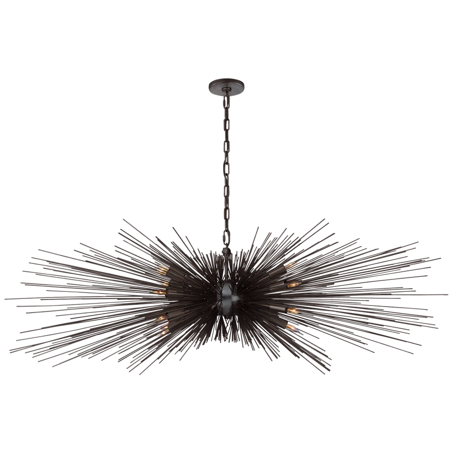 Silvester Large Linear Chandelier-Visual Comfort-VISUAL-KW 5182AI-ChandeliersAged Iron-1-France and Son