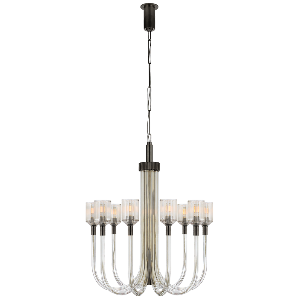 Raquel Medium Single Tier Chandelier-Visual Comfort-VISUAL-KW 5401CRB/BZ-ChandeliersClear Ribbed Glass and Bronze-2-France and Son