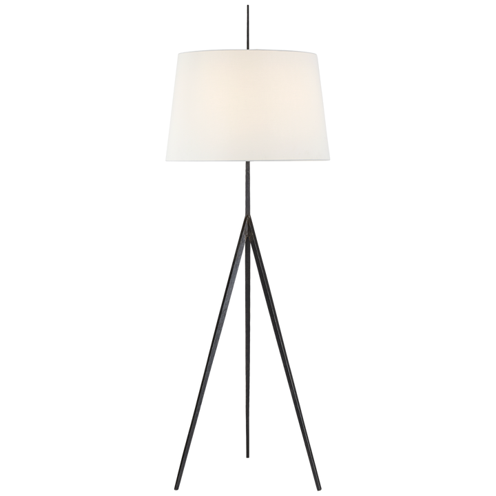 Try Hand-Forged Floor Lamp-Visual Comfort-VISUAL-S 1641AI-L-Floor LampsLinen Shade-1-France and Son