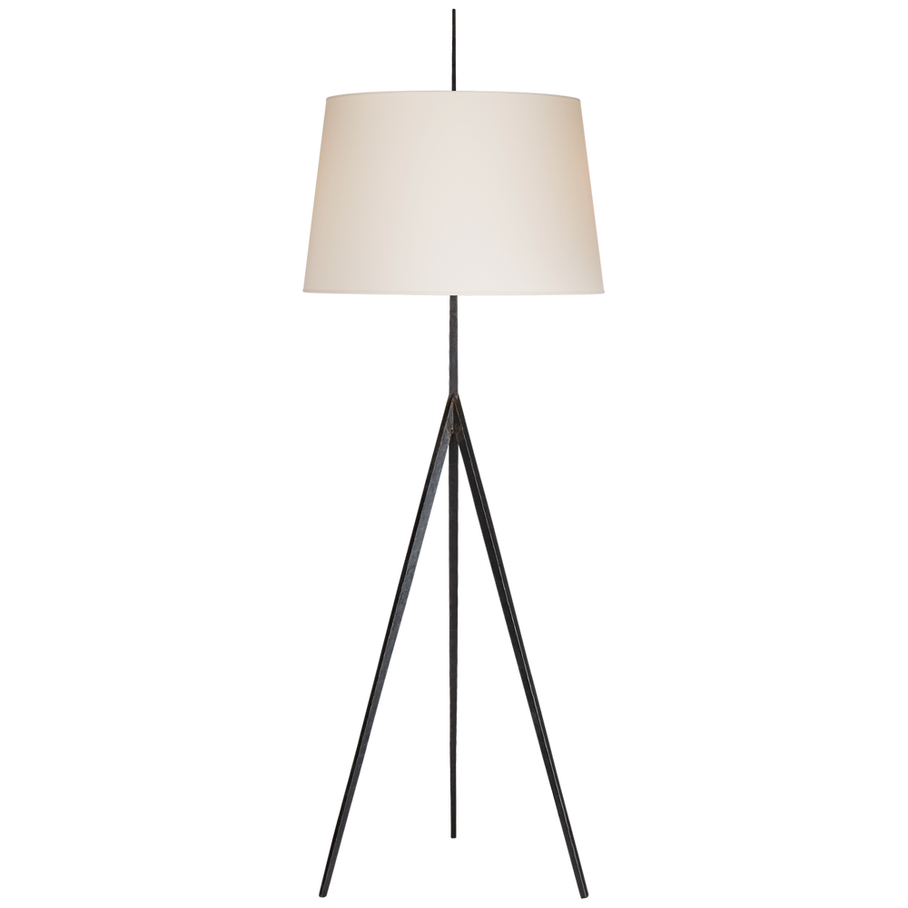 Try Hand-Forged Floor Lamp-Visual Comfort-VISUAL-S 1641AI-PL-Floor LampsNatural Percale Shade-2-France and Son