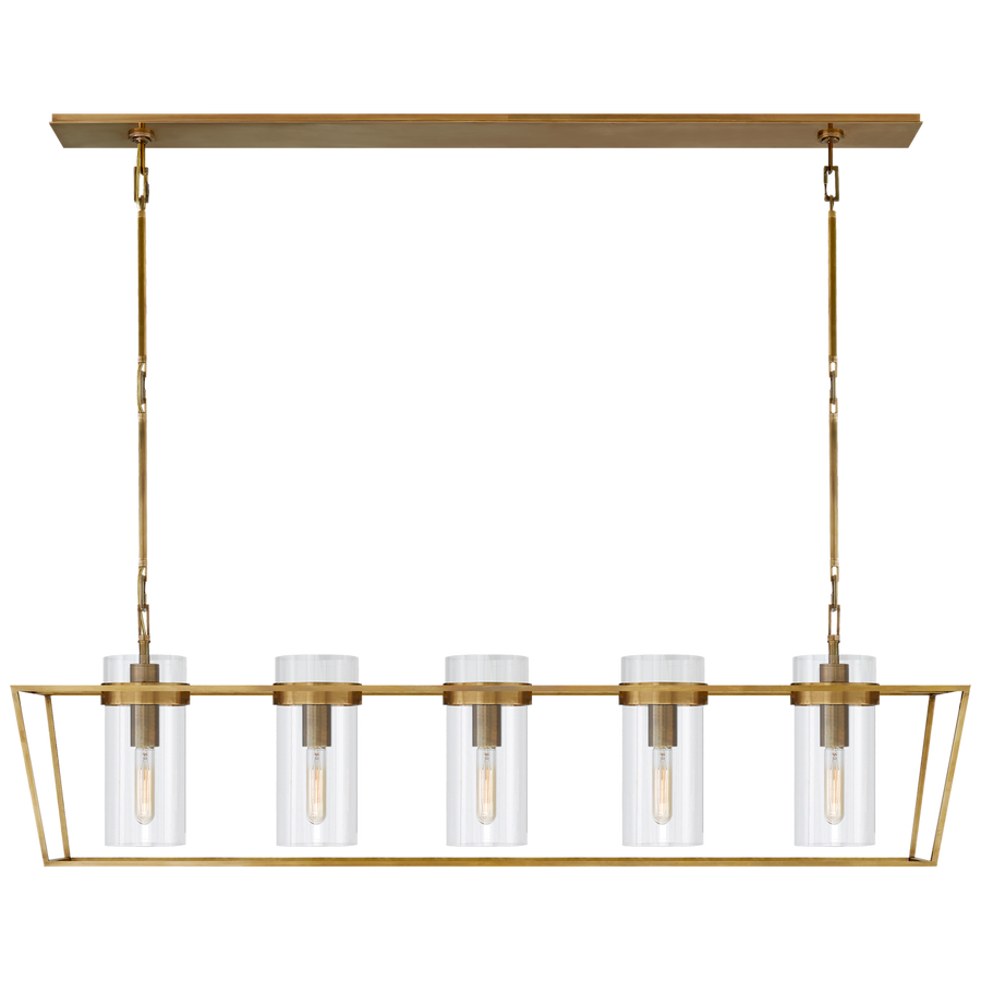 Presilin Large Linear Lantern-Visual Comfort-VISUAL-S 5177HAB-CG-ChandeliersHand-Rubbed Antique Brass-1-France and Son