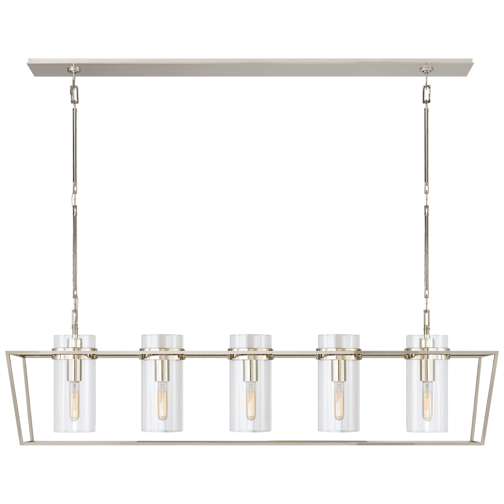 Presilin Large Linear Lantern-Visual Comfort-VISUAL-S 5177PN-CG-ChandeliersPolished Nickel-2-France and Son