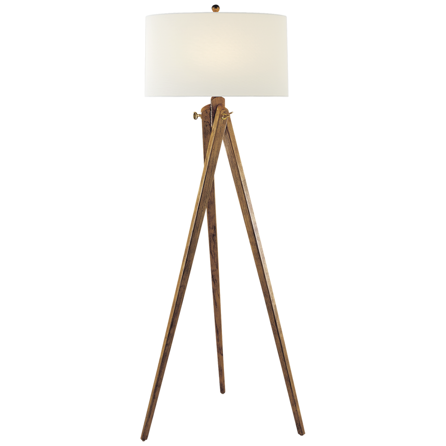 Thyone Floor Lamp with Linen Shade-Visual Comfort-VISUAL-SL 1700FW-L-Floor LampsFrench Wax-1-France and Son