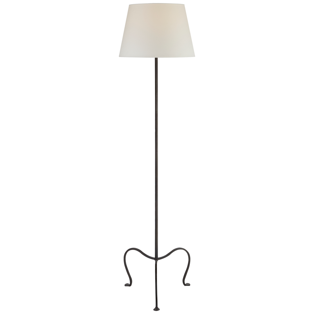Atlana Petite Tri-Leg Floor Lamp with Natural Percale Shade-Visual Comfort-VISUAL-SP 1009AI-PL-Floor LampsAged Iron-2-France and Son